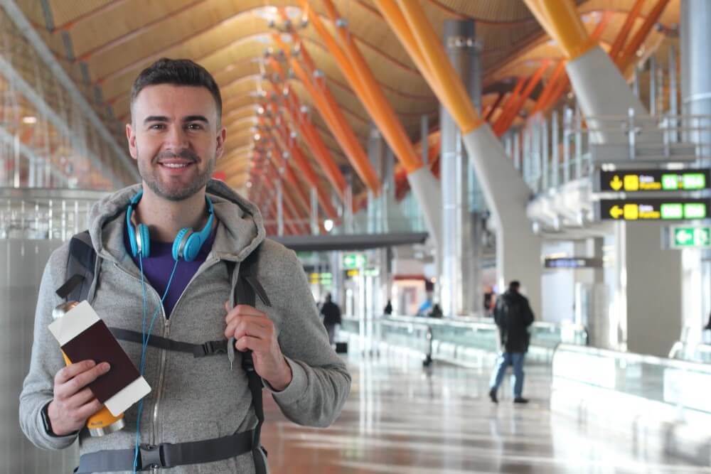 Person arriving at an international airport